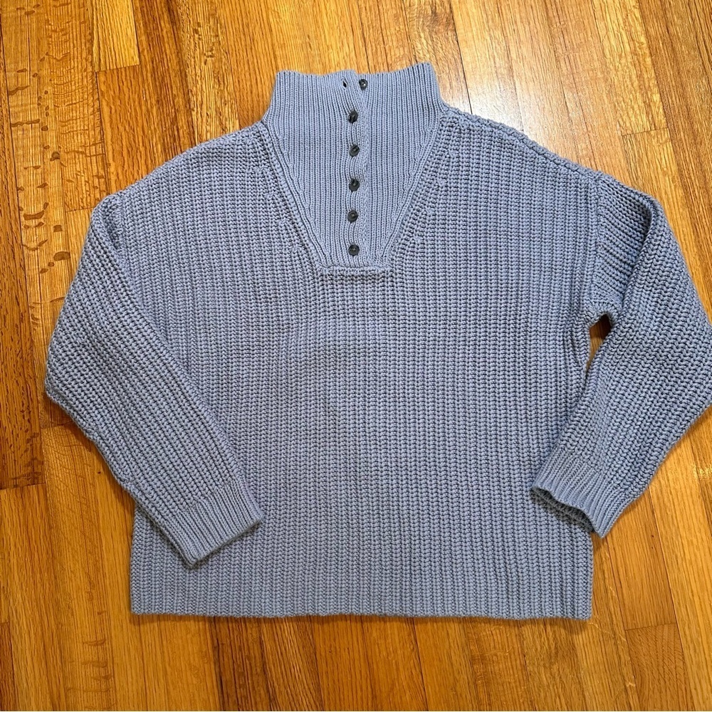 Haven Well Within fisherman sweater featuring a button-up mock neck. Sz M (a1) - Picture 4 of 16